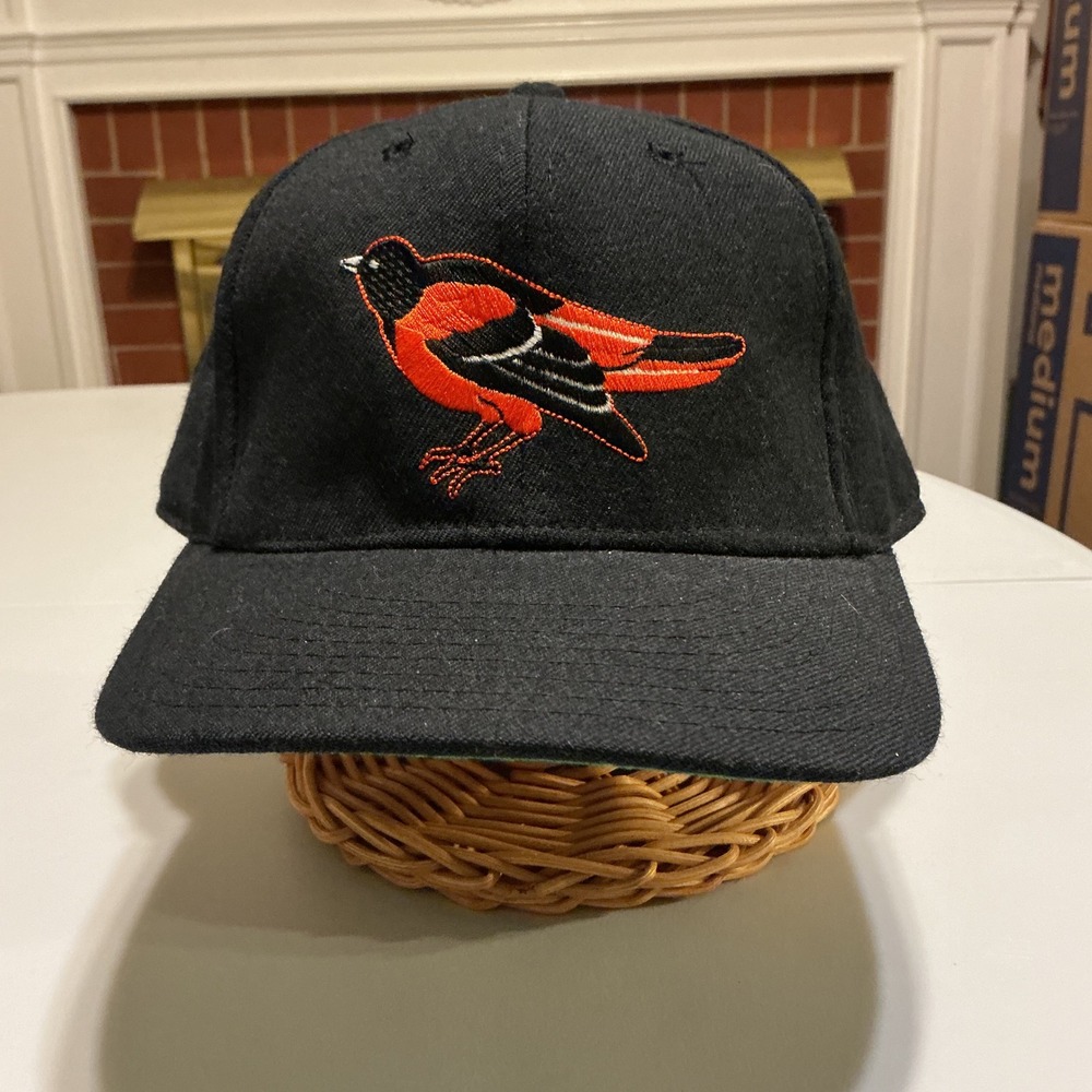 VTG USA Made Baltimore Orioles Fitted Hat Mens 7 1/2 Wool Black Green‎ Brim